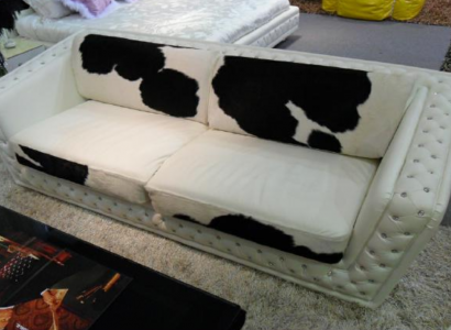 Luxury Sofa Chesterfield Three-Seater Genuine Leather Couches White Modern